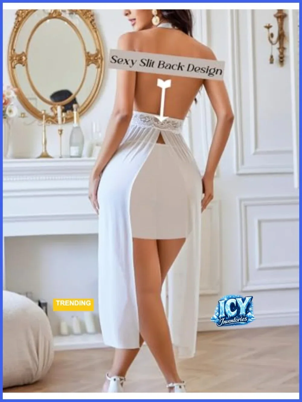 Lace Babydoll Chemise Long Sleepwear Nightgown Sexy Mesh